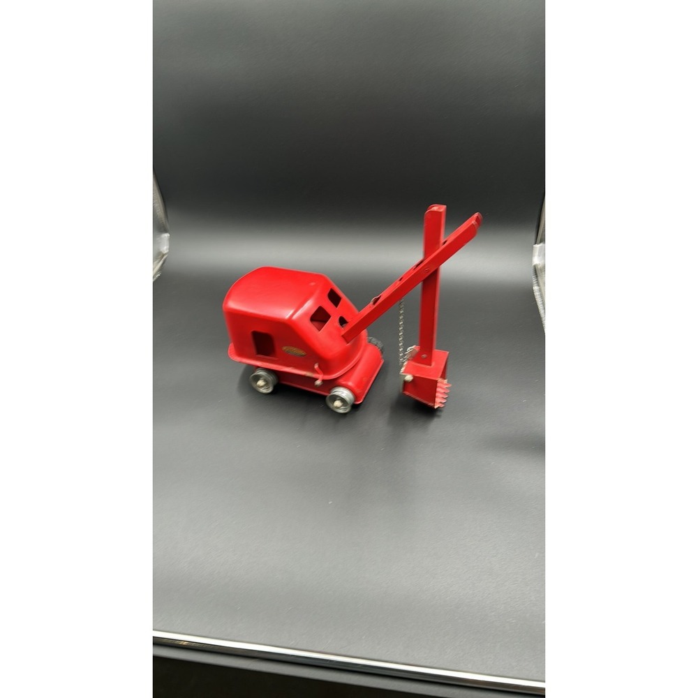 Vintage 1950s Tonka Toys Mound Metalcraft Red Steam Shovel Excavator Crane